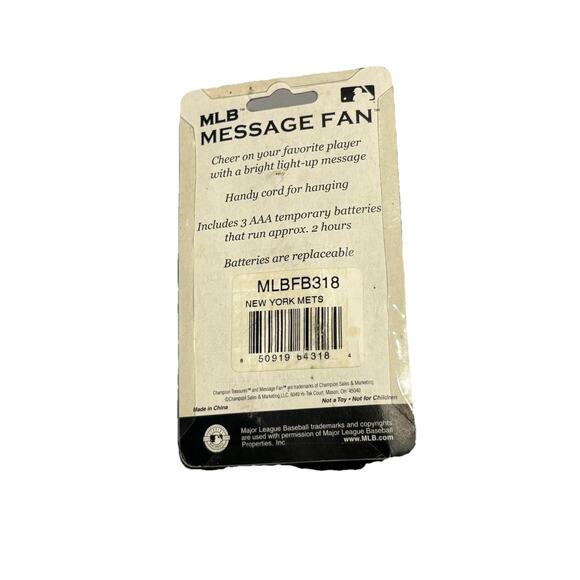 New MLB Genuine Merchandise New York Mets MLB Message Fan Portable Hand Held Fan - Picture 3 of 5
